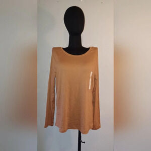 🍒 A New Day Rust Colored Ribbed Long Sleeve T-Shirt Plus Sized